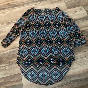 Auditions Multicolor Multiprint High Low Tunic 3/4 Sleeve Size M